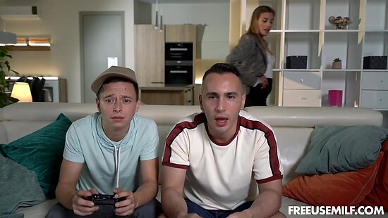 Twin nannies engage in group sex with their foster son and his friend