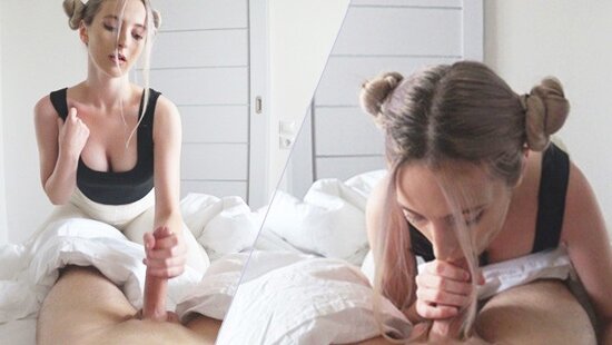 Seeing his sister in leggings, the brother became very aroused, and she helped him achieve orgasm with her wet pussy.