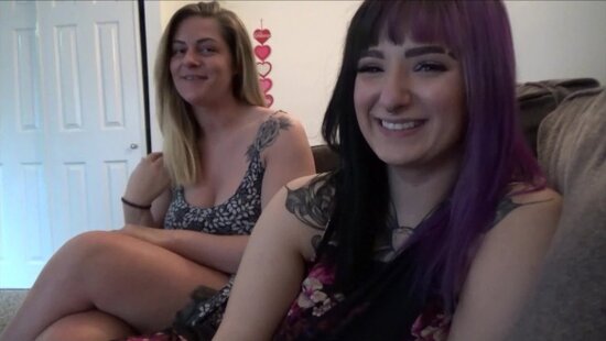 A stepsister with bright hair decides to enjoy her brother's cock together with her friend