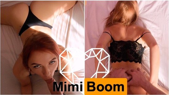 Redhead chick with a juicy ass skillfully sucks a guy's big cock in a first-person video