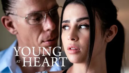 Young brunette rolls around with her mature neighbor in his house